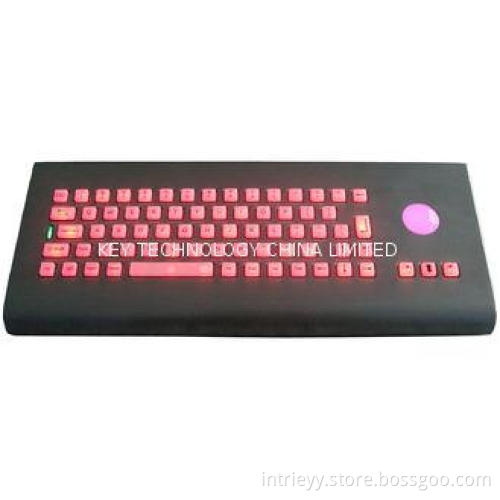 IP65 military Illuminated USB Keyboard with trackball , wal